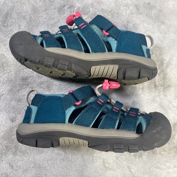 Keen Newport H2 Kids 11 Hiking Rugged Sandals Youth Blue Pink Waterproof - Picture 9 of 9